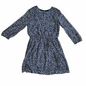 CLUB MONACO Navy Sheer Long Sleeve Midi Dress